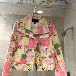 Burberry floral moto denim moto jacket size 8